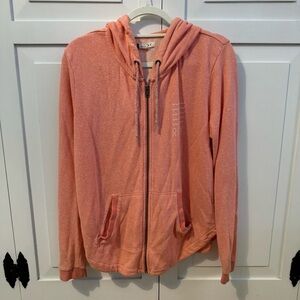 VGUC Roxy Orange Pink Coral Zip Up Hoodie Large Peach Color Lightweight